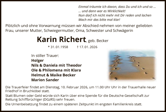 Traueranzeige von Karin Richert von OFHA