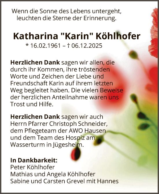 Traueranzeige von Katharina Köhlhofer von OFOP