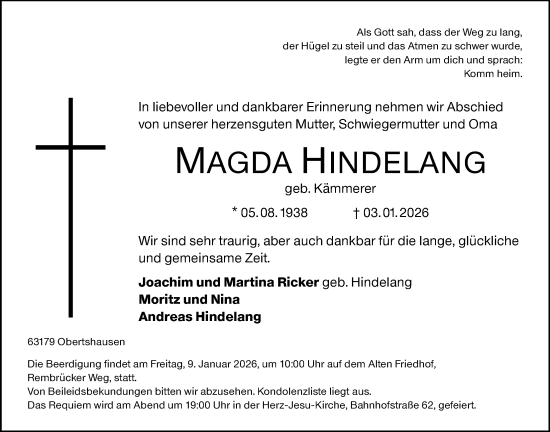 Traueranzeige von Magda Hindelang von OFOP