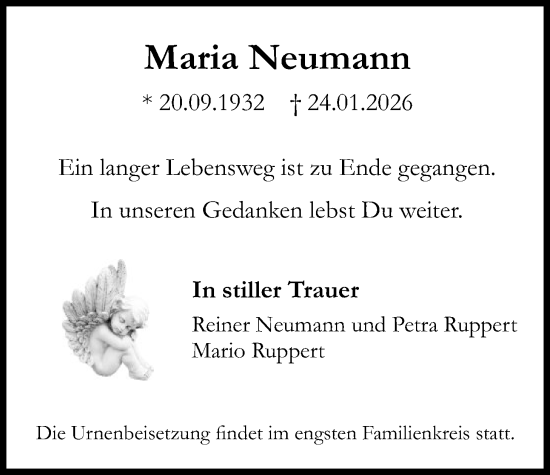 Traueranzeige von Maria Neumann von OFHA