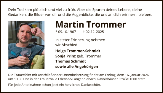 Traueranzeige von Martin Trommer von OFHA