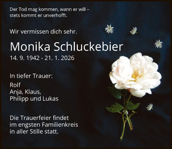 Traueranzeige von Monika Schluckebier von OFMF