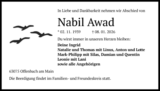 Traueranzeige von Nabil Awad von OFOP