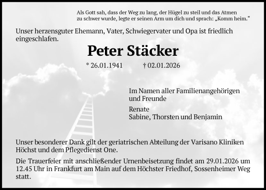 Traueranzeige von Peter Stäcker von FNP