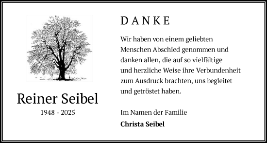 Traueranzeige von Reiner Seibel von OFHA