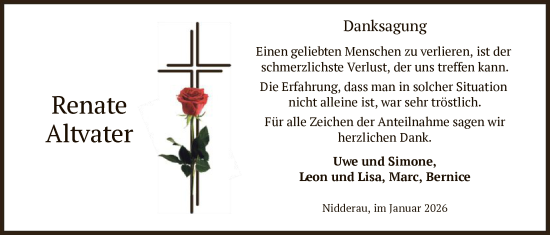 Traueranzeige von Renate Altvater von OFHA