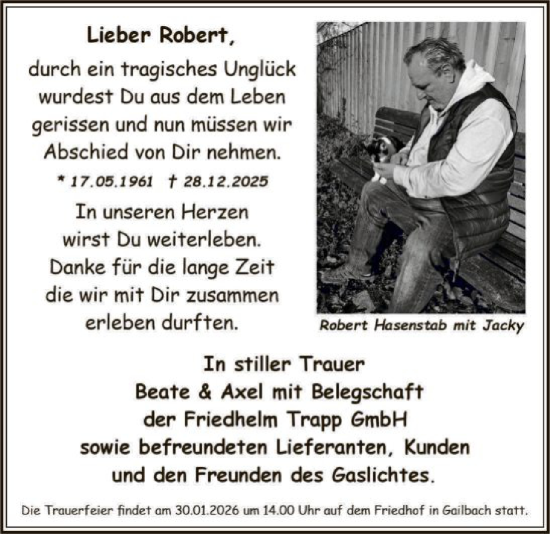 Traueranzeige von Robert Hasenstab von OF0L