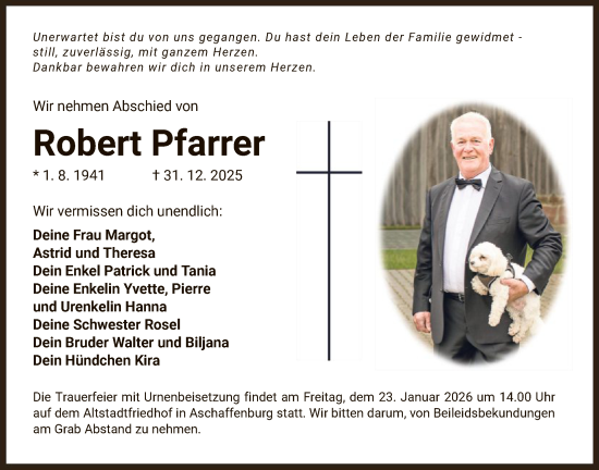Traueranzeige von Robert Pfarrer von OF0L
