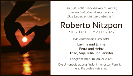 Traueranzeige von Roberto Nitzpon von OFHA