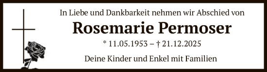 Traueranzeige von Rosemarie Permoser von OFHA