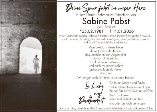 Traueranzeige von Sabine Pabst von OF0W