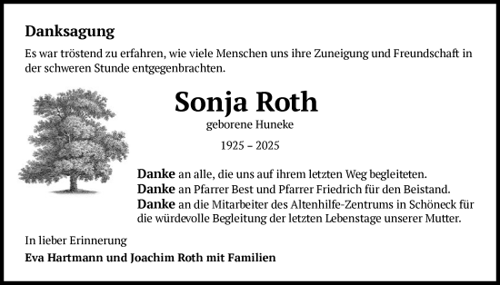 Traueranzeige von Sonja Roth von OFHA