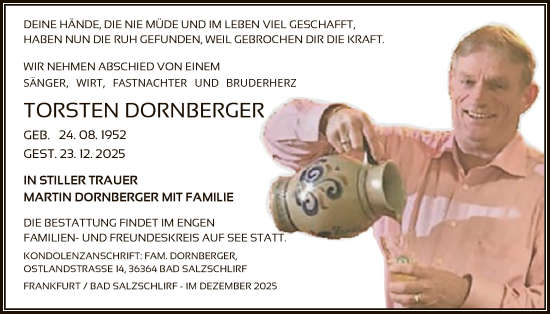 Traueranzeige von Torsten Dornberger von FNP