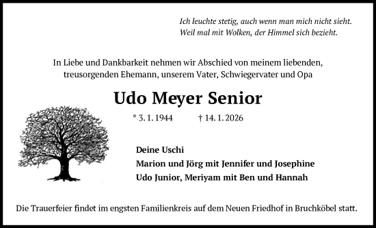 Traueranzeige von Udo Meyer Senior von OFHA