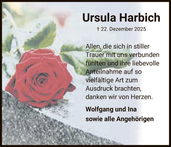 Traueranzeige von Ursula Harbich von FNP