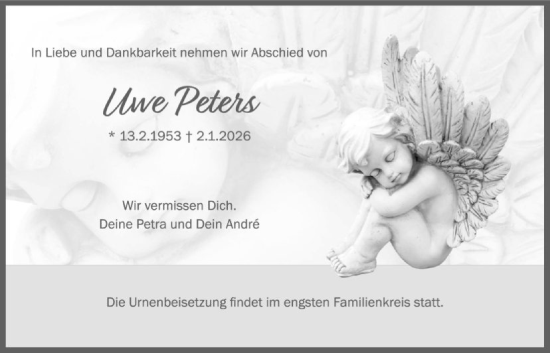 Traueranzeige von Uwe Peters von OFMF