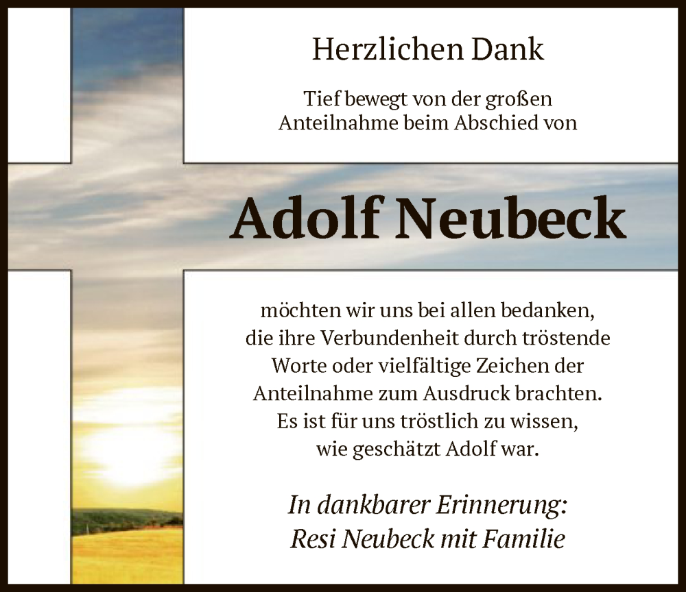  Traueranzeige für Adolf Neubeck vom 28.02.2026 aus OFOP