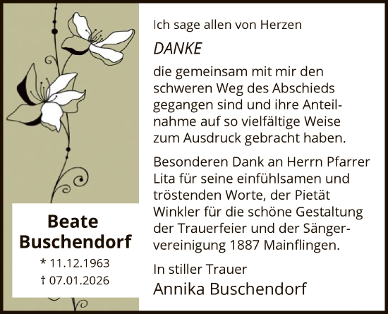 Traueranzeige von Beate Buschendorf von OF0L