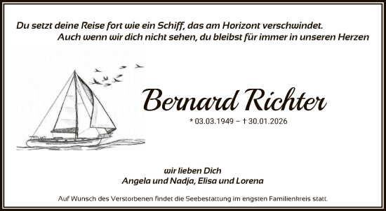 Traueranzeige von Bernard Richter von FNP