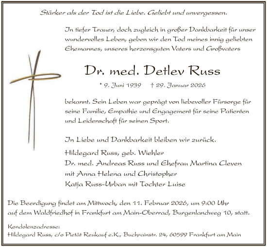 Traueranzeige von Detlev Russ von OFOP