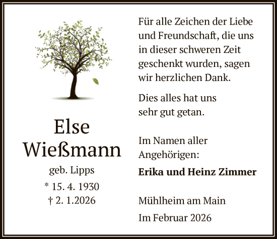 Traueranzeige von Else Wießmann von OFOP