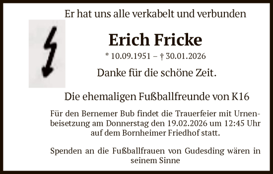 Traueranzeige von Erich Fricke von FNP