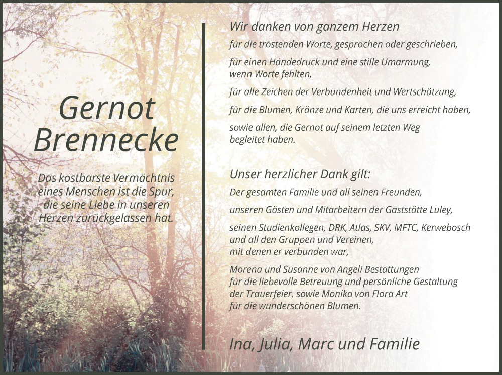  Traueranzeige für Gernot Brennecke vom 13.02.2026 aus OFMF