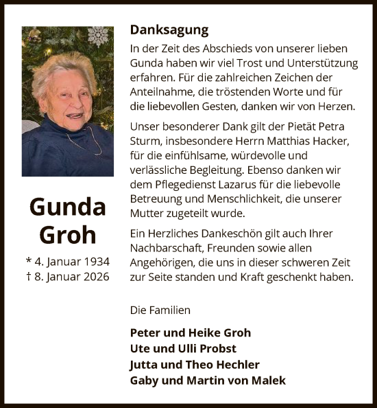 Traueranzeige von Gunda Groh von OF0L