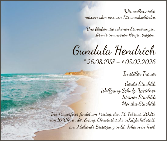 Traueranzeige von Gundula Hendrich von FNP