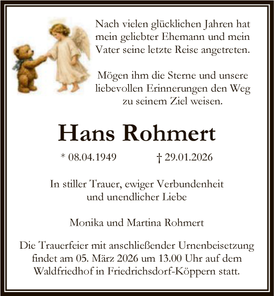 Traueranzeige von Hans Rohmert von FNP