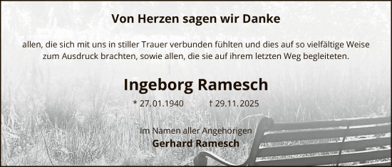 Traueranzeige von Ingeborg Ramesch von OF0L
