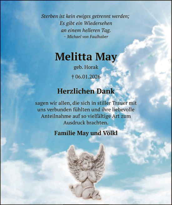 Traueranzeige von Melitta May von OFOP