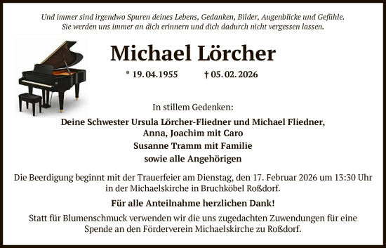 Traueranzeige von Michael Lörcher von HUW