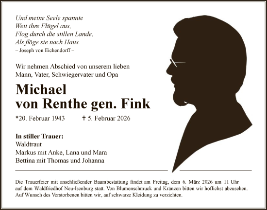 Traueranzeige von Michael von Renthe Fink von FNP