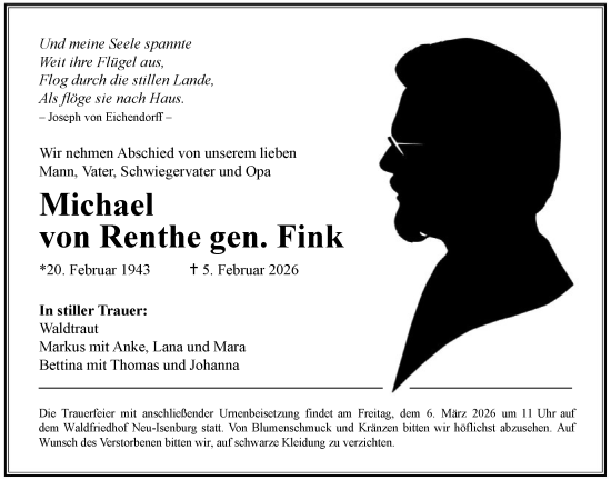 Traueranzeige von Michael von Renthe Fink von OFOP