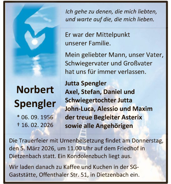 Traueranzeige von Norbert Spengler von OF0L