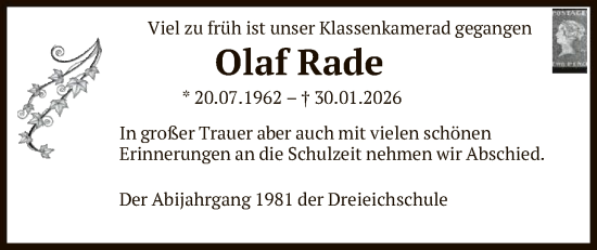 Traueranzeige von Olaf Rade von OF0W