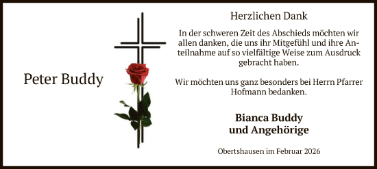Traueranzeige von Peter Buddy von OF0T