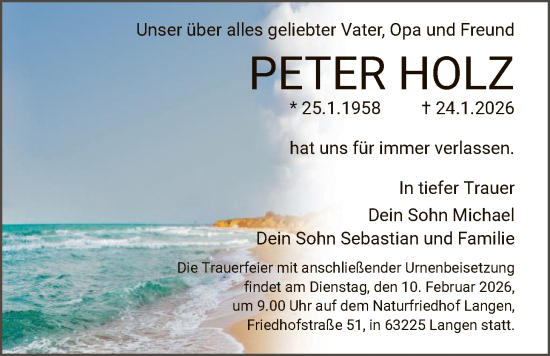 Traueranzeige von Peter Holz von OF0W