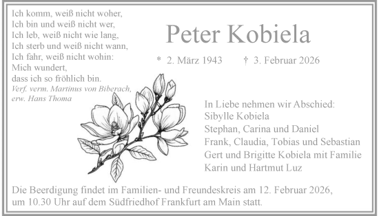 Traueranzeige von Peter Kobiela von FNP