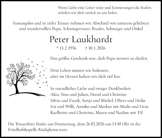 Traueranzeige von Peter Laukhardt von OFHA