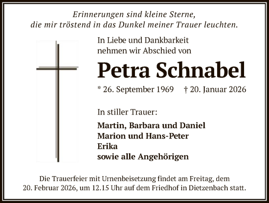 Traueranzeige von Petra Schnabel von OFOP