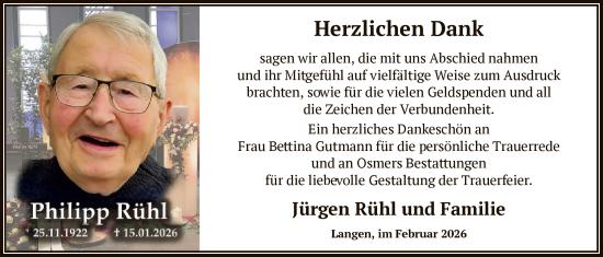 Traueranzeige von Philipp Rühl von OF0W