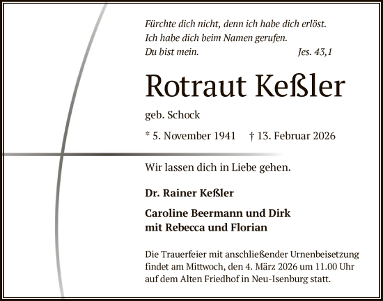 Traueranzeige von Rotraut Kessler von OF0W