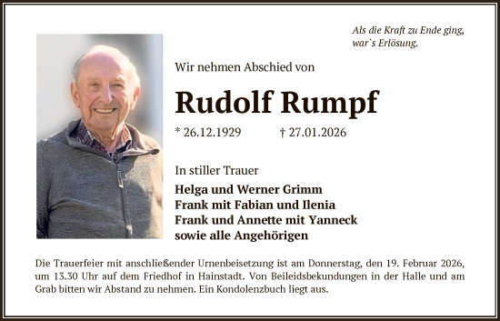 Traueranzeige von Rudolf Rumpf von OF0L