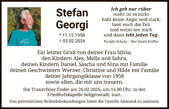 Traueranzeige von Stefan Georgi von OF0L