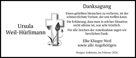 Traueranzeige von Ursula Weil-Hürlimann von BOWO