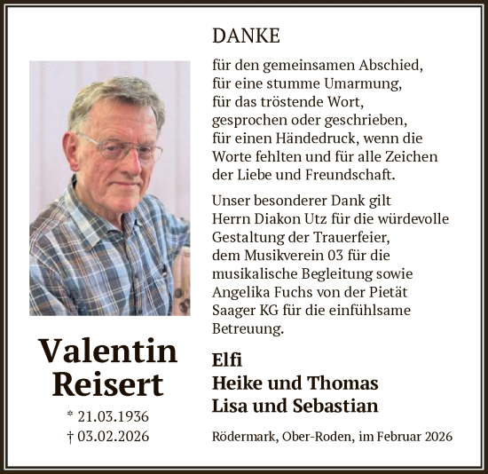 Traueranzeige von Valentin Reisert von OFOP