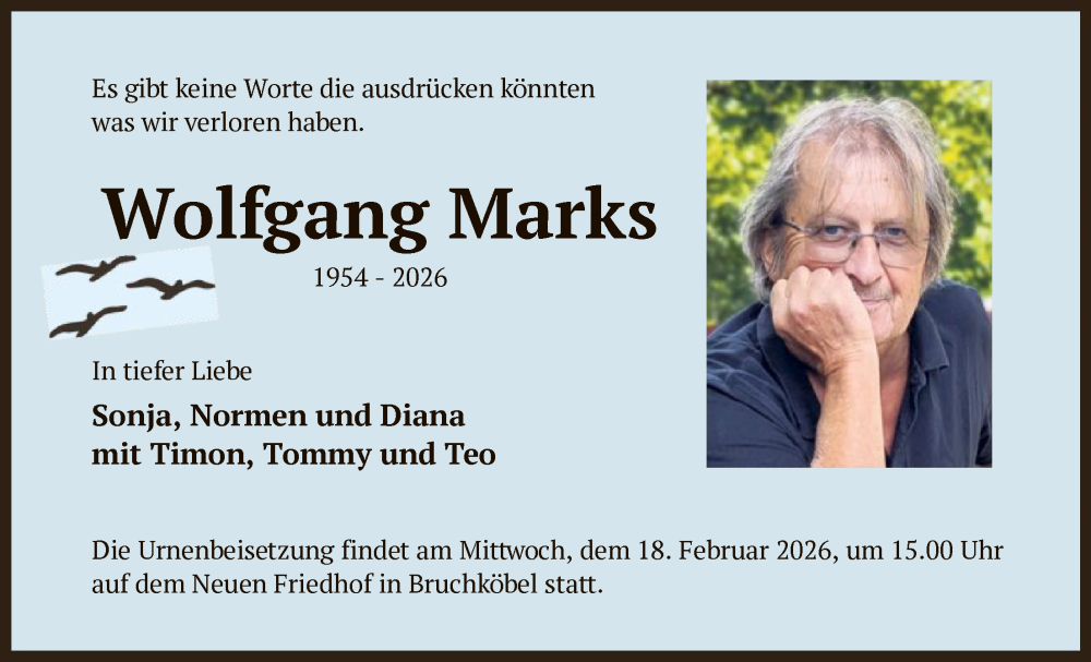  Traueranzeige für Wolfgang Marks vom 14.02.2026 aus OFHA
