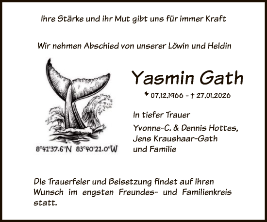Traueranzeige von Yasmin Gath von OF0W